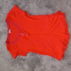 XXL lei hot pink half button see through T-shirt